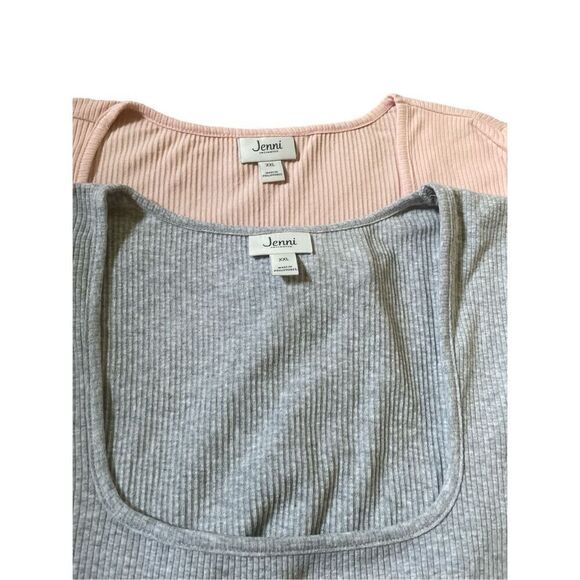 JENNI Ribber square Neck Bodysuit Two-piece set  Grey and peach, size XXL - Picture 5 of 8